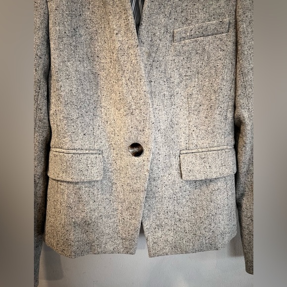 Veronica Beard Farley Wool Tweed Gray Blazer Dickey Jacket Upcollar Size 0 Coat - Picture 4 of 7